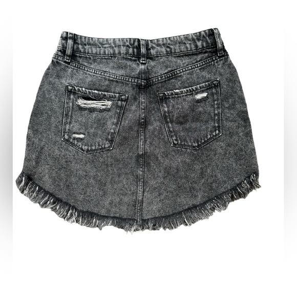 BDG Urban Outfitters Fringe Hem Black Acid
Wash Distressed Mini Skirt - Picture 2 of 7
